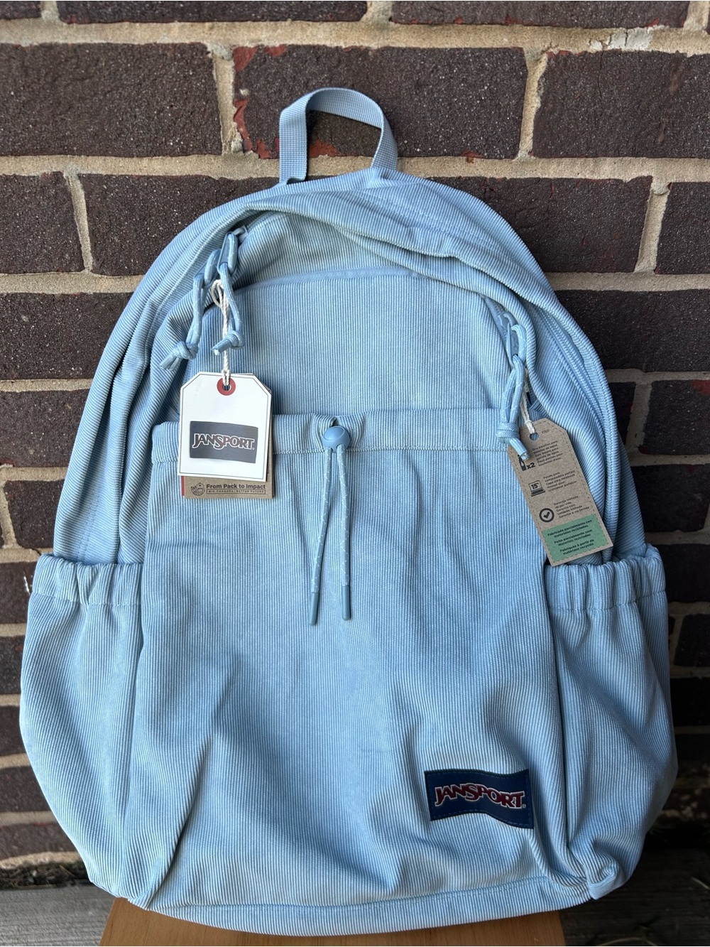 Jansport Blue Dark Corduroy Backpack